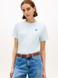 Μπλε T-Shirt Με Κλασική Λαιμόκοψη Και Κεντητό Λογότυπο  Γυναίκες
