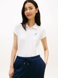 White 1985 Slim Fit Logo Embroidery Polo Shirt  Women