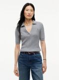 Grey Cable Knit Short Sleeve Polo Jumper  Women