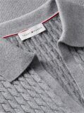 Grey Cable Knit Short Sleeve Polo Jumper  Women