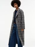Grey Double-Faced Wool Blend Check Belted Coat  Women
