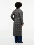Grey Double-Faced Wool Blend Check Belted Coat  Women