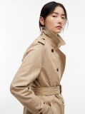 Beige Buckle Belt Double Breasted Trench Coat  Women