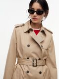 Beige Buckle Belt Double Breasted Trench Coat  Women