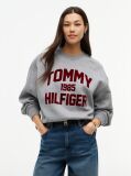 Γκρι Oversized Φούτερ Με Varsity Λογότυπο   Γυναίκες