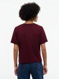 Red Logo Embroidery Crew Neck T-Shirt  Women
