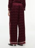 Red Jacquard Scarf Print Relaxed Straight Trousers  Women