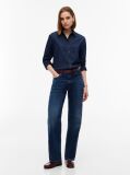 Μπλε Άνετο Denim Πουκάμισο Με Κεντητό Λογότυπο  Γυναίκες