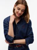Μπλε Άνετο Denim Πουκάμισο Με Κεντητό Λογότυπο  Γυναίκες