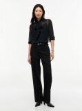 Black Regular Fit Crinkle Georgette Bow Blouse  Women