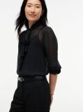 Black Regular Fit Crinkle Georgette Bow Blouse  Women