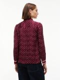 Red Regular Fit Tie Neck Jacquard Shirt  Women