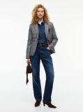 Grey Wool Blend Check Single Breasted Blazer  Women