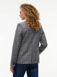 Grey Wool Blend Check Single Breasted Blazer  Women