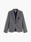 Grey Wool Blend Check Single Breasted Blazer  Women