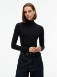 Black Slim Mock Neck Long Sleeve Top  Women