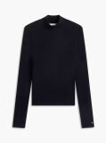 Black Slim Mock Neck Long Sleeve Top  Women