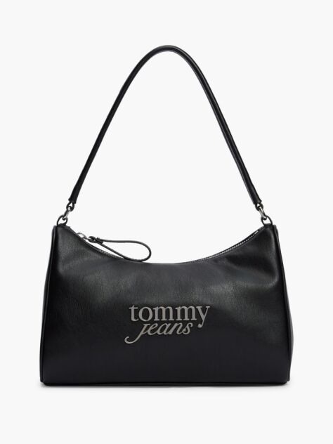 Black Metal Logo Shoulder Bag  Women
