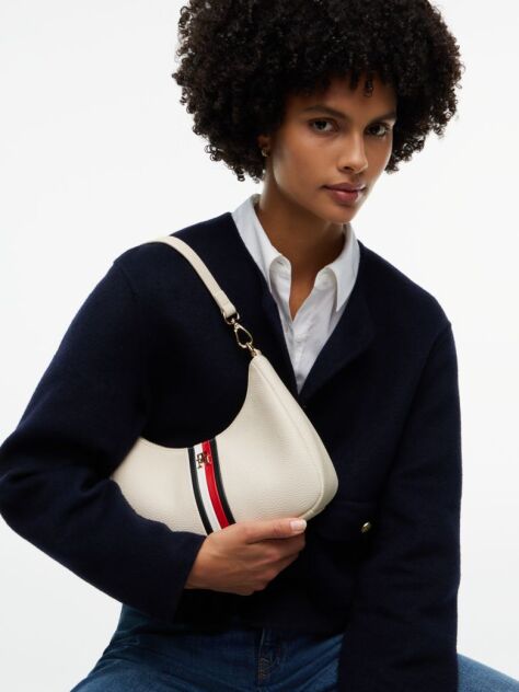 Beige Essential Corporate Global Stripe Shoulder Bag  Women