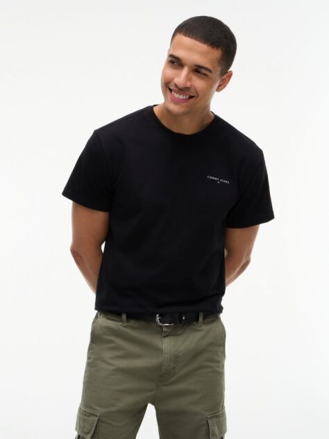Μαύρο Slim T-shirt Με Λογότυπο Και Στρογγυλή Λαιμόκοψη  Άνδρες