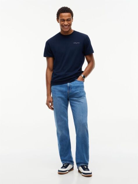 Μπλε Slim T-shirt Με Λογότυπο Και Στρογγυλή Λαιμόκοψη  Άνδρες