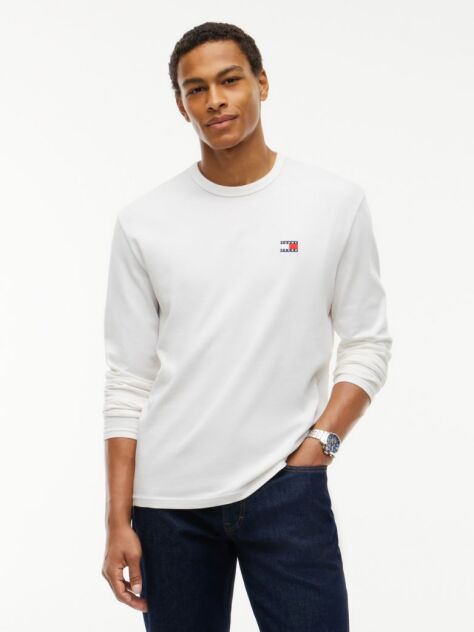 Μπεζ Μακρυμάνικο T-Shirt Με Tonal Λογότυπο Tommy  Άνδρες