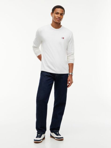 Μπεζ Μακρυμάνικο T-Shirt Με Tonal Λογότυπο Tommy  Άνδρες