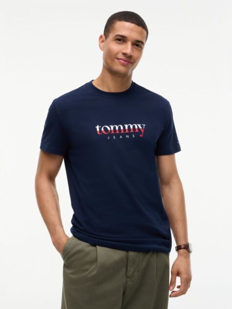 Μπλε Jersey T-Shirt Με Κλασική Λαιμόκοψη Και Λογότυπο  Άνδρες