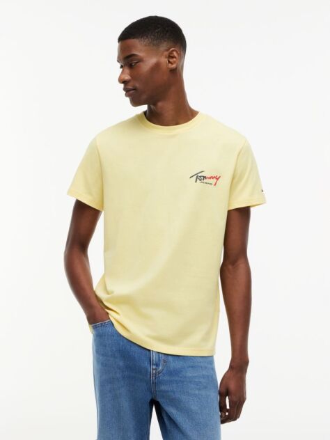 Yellow Signature Logo Slim Jersey T-Shirt  Men