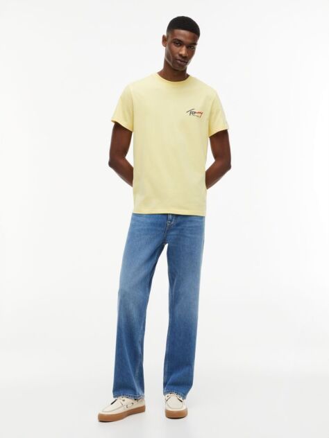 Yellow Signature Logo Slim Jersey T-Shirt  Men