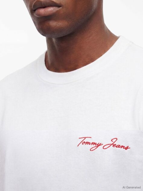 Άσπρο T-Shirt Με Κεντητό Λογότυπο  Άνδρες