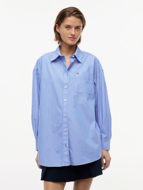 Μπλε Πουκάμισο Oversized Από Ποπλίνα  Γυναίκες