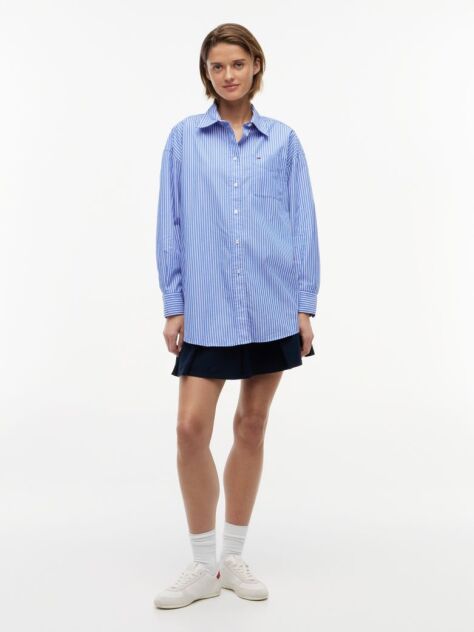 Μπλε Πουκάμισο Oversized Από Ποπλίνα  Γυναίκες