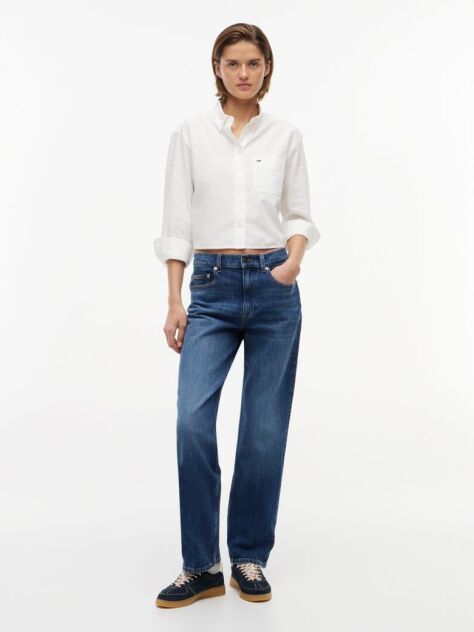 Denim Τζιν Με Μεσαία Μέση Στενή Γραμμή Και Whiskered Εφέ  Γυναίκες