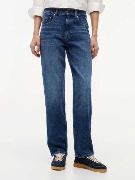 Denim Τζιν Με Μεσαία Μέση Στενή Γραμμή Και Whiskered Εφέ  Γυναίκες