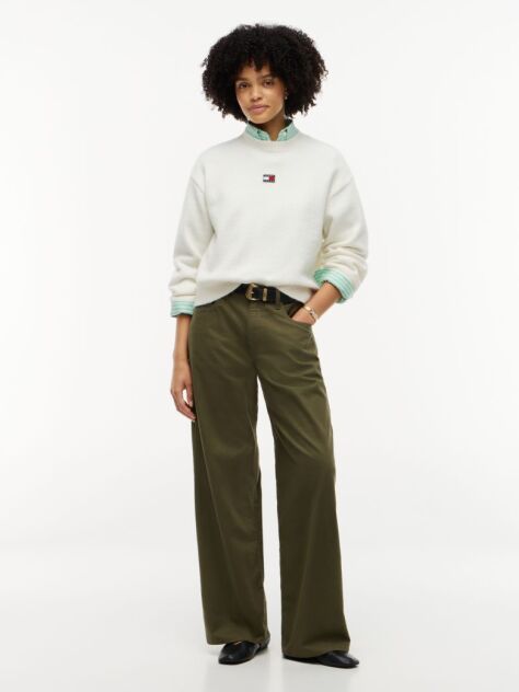 White Tommy Badge Fluffy Jumper With Alpaca  Women