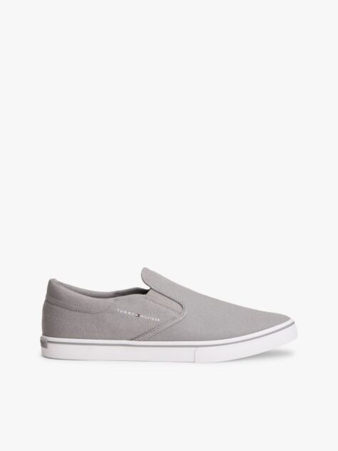 Grey Canvas Slip-On Trainers  Men