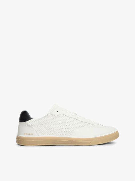 White Luxe Cutout Leather Trainers  Men