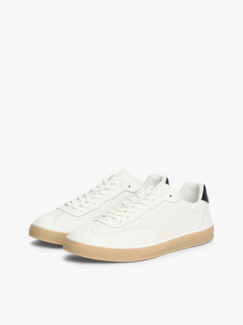 White Luxe Cutout Leather Trainers  Men