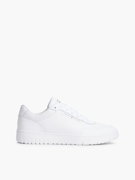 Άσπρο Δερμάτινα Sneakers Με Μίξη Υφών  Άνδρες