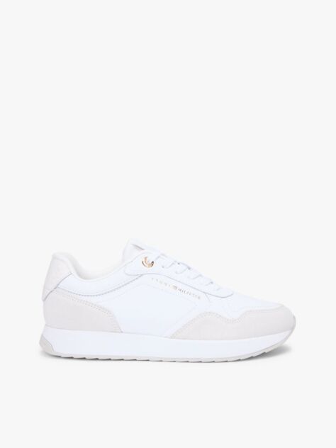White Embossed TH Monogram Leather Trainers  Women