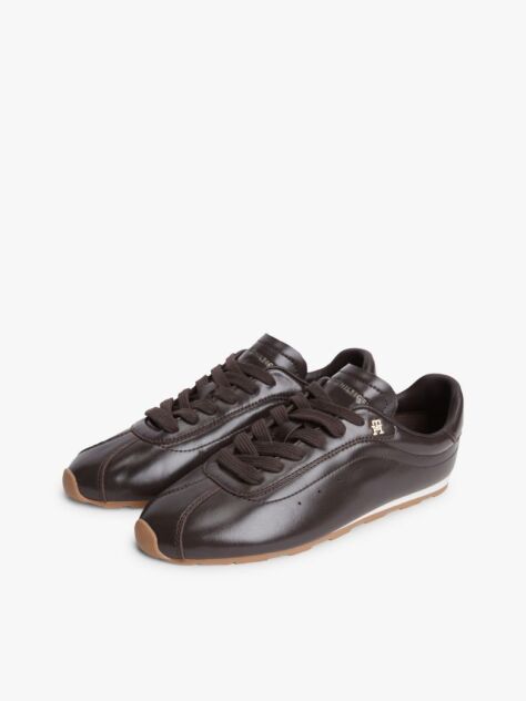 Καφέ Δερμάτινα Sneakers Με Μονόγραμμα TH  Γυναίκες