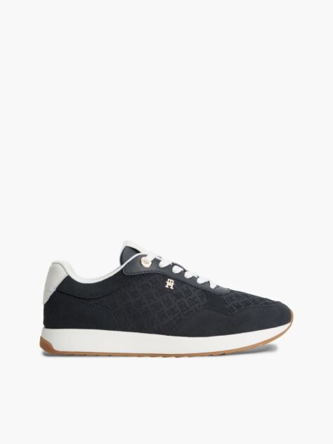 Blue TH Monogram Plaque Suede Sneakers  Women
