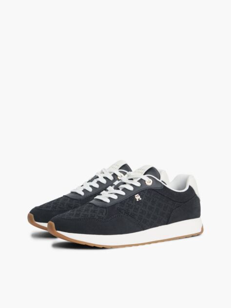 Blue TH Monogram Plaque Suede Sneakers  Women