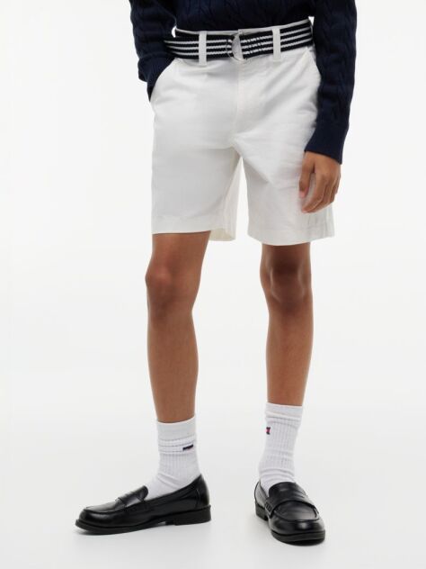 White Essential Signature Belt Loose Chino Shorts  Boys