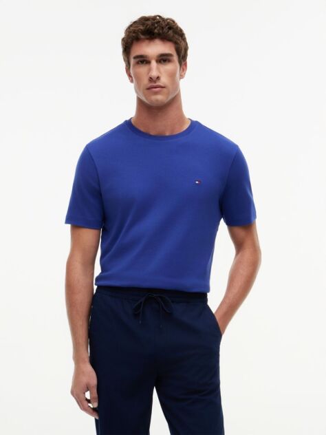 Μπλε Interlock Πλεκτό T-Shirt  Άνδρες