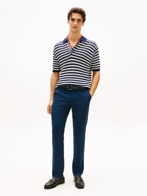 Blue Smart Casual Denton Straight Chinos  Men
