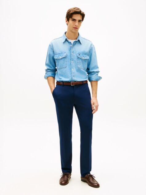 Μπλε Smart Casual Παντελόνι Σε Ίσια Γραμμή  Άνδρες