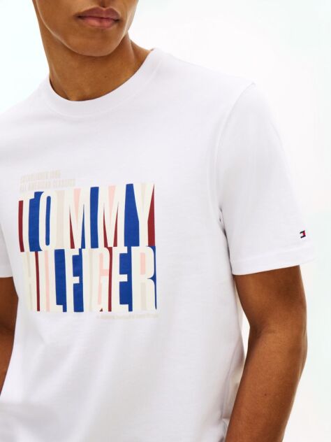 Άσπρο T-Shirt Με Multicolour Λογότυπο Και Κλασική Λαιμόκοψη  Άνδρες