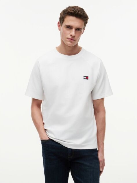 Άσπρο Άνετο T-Shirt Με Ραγκλάν Μανίκια  Άνδρες